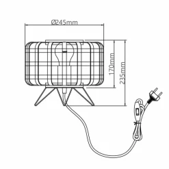 Luminaires Rustiques-Luminaires Brilliant Lampe de table Brilliant Woodline Noir, 1 lumière