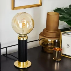 Lampes Vintages & Rétros-hofstein Lampe de table Caledonia Laiton, Noir, 1 lumière