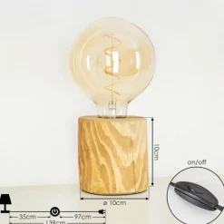 Style Boho-Chic-hofstein Lampe de table Canedo Brun, Noir, 1 lumière