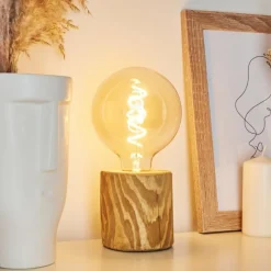 Style Boho-Chic-hofstein Lampe de table Canedo Brun, Noir, 1 lumière