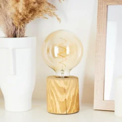 Style Boho-Chic-hofstein Lampe de table Canedo Brun, Noir, 1 lumière