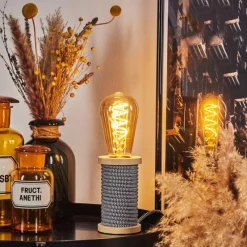 Luminaires Scandinaves-hofstein Lampe de table Carbonear Écru, Noir, Blanc, 40 lumières