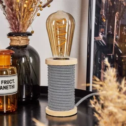 Luminaires Scandinaves-hofstein Lampe de table Carbonear Écru, Noir, Blanc, 40 lumières