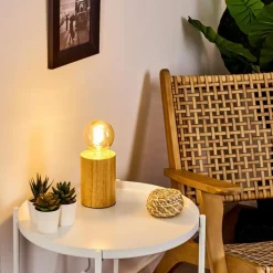 Luminaires Scandinaves-hofstein Lampe de table Castellar Bois clair, 1 lumière