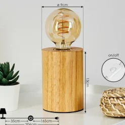 Luminaires Scandinaves-hofstein Lampe de table Castellar Bois clair, 1 lumière