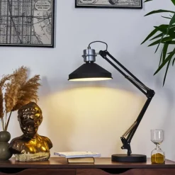 Lampes Industrielles-hofstein Lampe de table Chara Noir, Argenté, 1 lumière