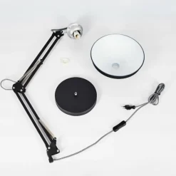 Lampes Industrielles-hofstein Lampe de table Chara Noir, Argenté, 1 lumière