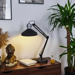 Lampes Industrielles-hofstein Lampe de table Chara Noir, Argenté, 1 lumière