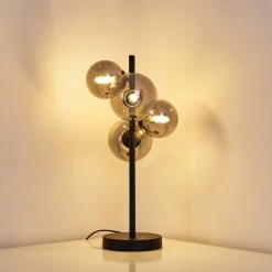 Suspension Verre Fumé-hofstein Lampe de table Chehalis LED Noir, 4 lumières