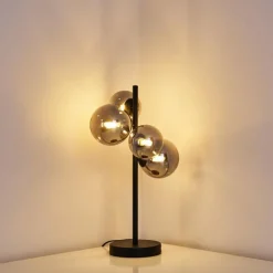 Suspension Verre Fumé-hofstein Lampe de table Chehalis LED Noir, 4 lumières