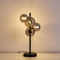 Suspension Verre Fumé-hofstein Lampe de table Chehalis LED Noir, 4 lumières