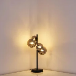 Suspension Verre Fumé-hofstein Lampe de table Chehalis LED Noir, 4 lumières