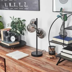 Suspension Verre Fumé-hofstein Lampe de table Chehalis LED Noir, 4 lumières