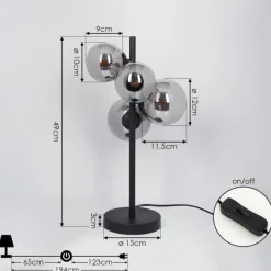 Suspension Verre Fumé-hofstein Lampe de table Chehalis LED Noir, 4 lumières
