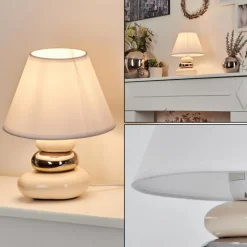 Lampes En Tissu-hofstein Lampe de table Chrouy Beige, Chrome, 1 lumière