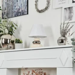 Lampes En Tissu-hofstein Lampe de table Chrouy Beige, Chrome, 1 lumière