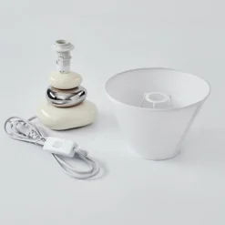 Lampes En Tissu-hofstein Lampe de table Chrouy Beige, Chrome, 1 lumière