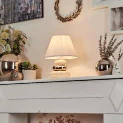 Lampes En Tissu-hofstein Lampe de table Chrouy Beige, Chrome, 1 lumière