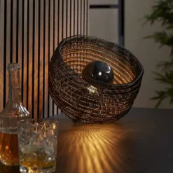 hofstein Lampe de table Coil Brun foncé, Nickel mat, 1 lumière* Lampes À Poser