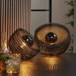 hofstein Lampe de table Coil Brun foncé, Nickel mat, 1 lumière* Lampes À Poser