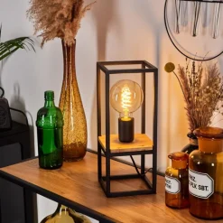 Style Boho-Chic-hofstein Lampe de table Colebrook Écru, Noir, 1 lumière