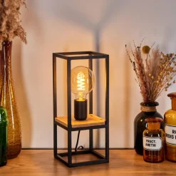 Style Boho-Chic-hofstein Lampe de table Colebrook Écru, Noir, 1 lumière