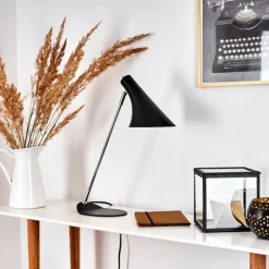 hofstein Lampe de table Corralcay Chrome, Noir, 1 lumière