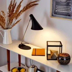 hofstein Lampe de table Corralcay Chrome, Noir, 1 lumière