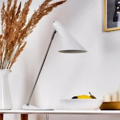 Lampes Industrielles-hofstein Lampe de table Corralcay Chrome, Blanc, 1 lumière