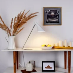 Lampes Industrielles-hofstein Lampe de table Corralcay Chrome, Blanc, 1 lumière