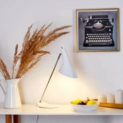 Lampes Industrielles-hofstein Lampe de table Corralcay Chrome, Blanc, 1 lumière