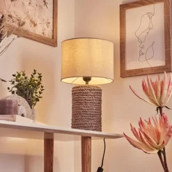 Lampes En Tissu-hofstein Lampe de table Dambrois Brun, Écru, 1 lumière