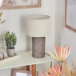 Lampes En Tissu-hofstein Lampe de table Dambrois Brun, Écru, 1 lumière