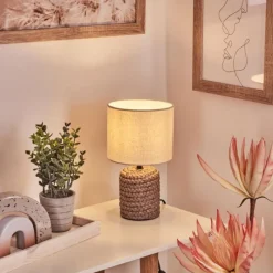 Lampes En Tissu-hofstein Lampe de table Dambrois Brun, Écru, 1 lumière