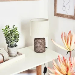 Lampes En Tissu-hofstein Lampe de table Dambrois Brun, Écru, 1 lumière