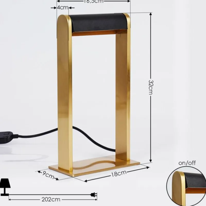 Lampes Dorées-hofstein Lampe de table Denhigh LED Or, Laiton, Noir, 1 lumière