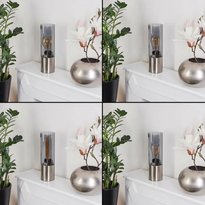 Suspension Verre Fumé-hofstein Lampe de table Dulcita Nickel mat, 1 lumière