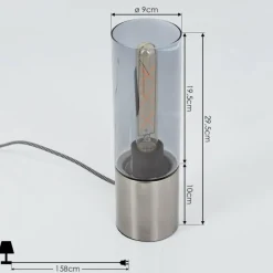 Suspension Verre Fumé-hofstein Lampe de table Dulcita Nickel mat, 1 lumière
