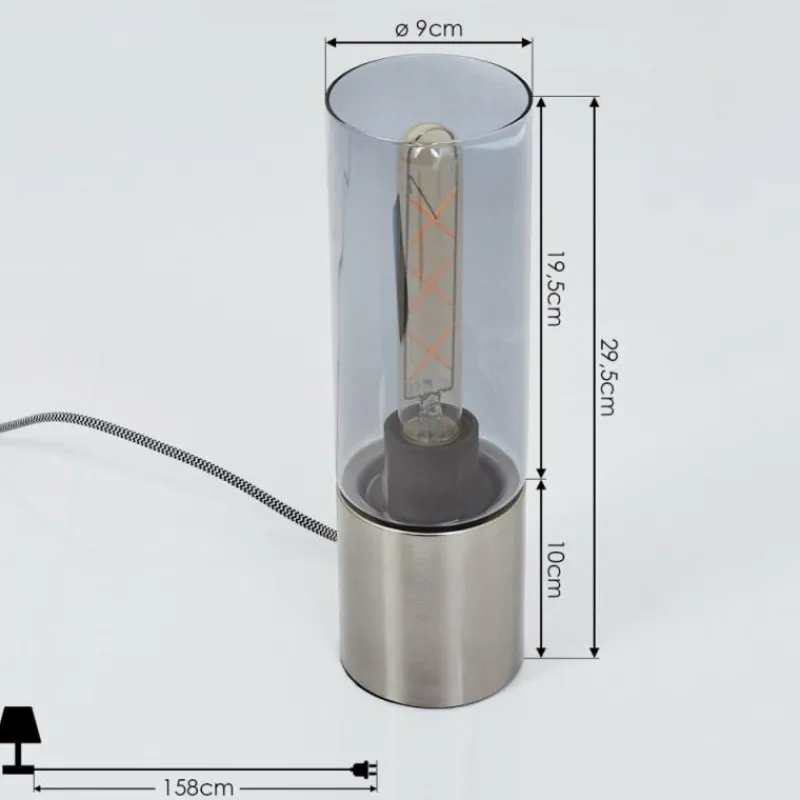 Suspension Verre Fumé-hofstein Lampe de table Dulcita Nickel mat, 1 lumière