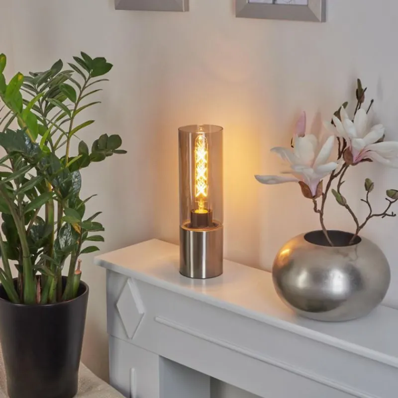 Suspension Verre Fumé-hofstein Lampe de table Dulcita Nickel mat, 1 lumière