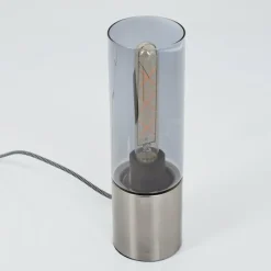 Suspension Verre Fumé-hofstein Lampe de table Dulcita Nickel mat, 1 lumière