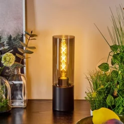 Suspension Verre Fumé-hofstein Lampe de table Dulcita Noir, 1 lumière