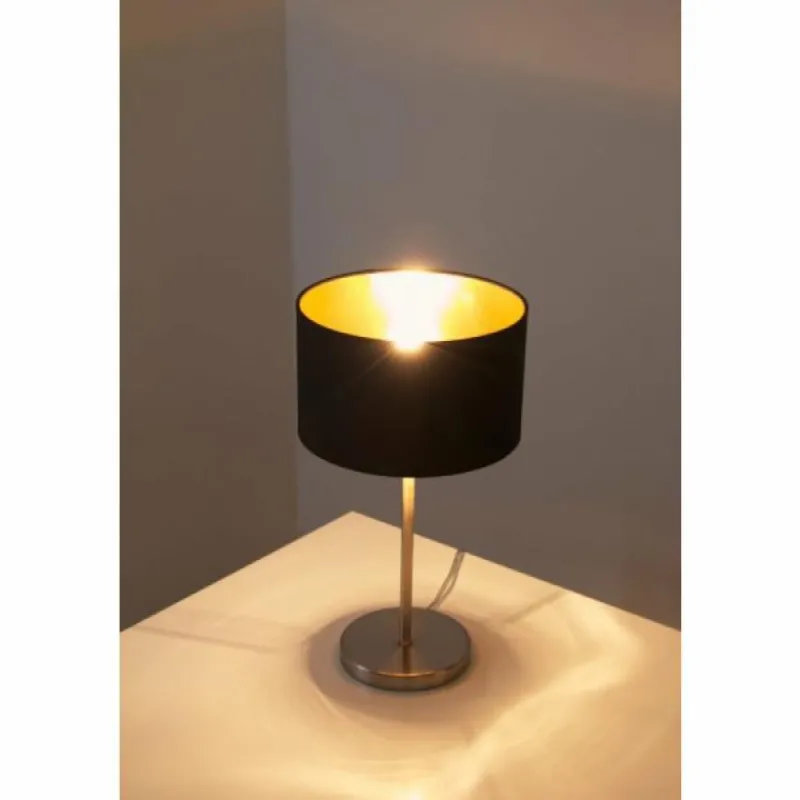 Lampes En Tissu-Luminaires Eglo Lampe de table Eglo Leuchten Maserlo Nickel mat, 1 lumière