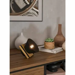 Lampes En Bois-Luminaires Eglo Lampe de table Eglo MACCLES Écru, Noir, 1 lumière