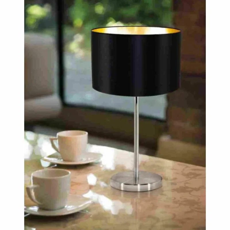 Lampes En Tissu-Luminaires Eglo Lampe de table Eglo MASERLO Nickel mat, 1 lumière