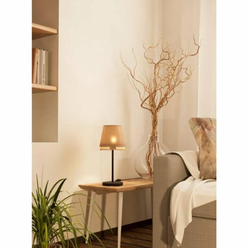 Style Boho-Chic-Luminaires Eglo Lampe de table Eglo TABLEY Noir, 1 lumière