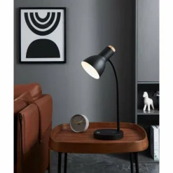 Lampes En Bois-Luminaires Eglo Lampe de table Eglo VERADAL-QI LED Brun, Noir, 1 lumière