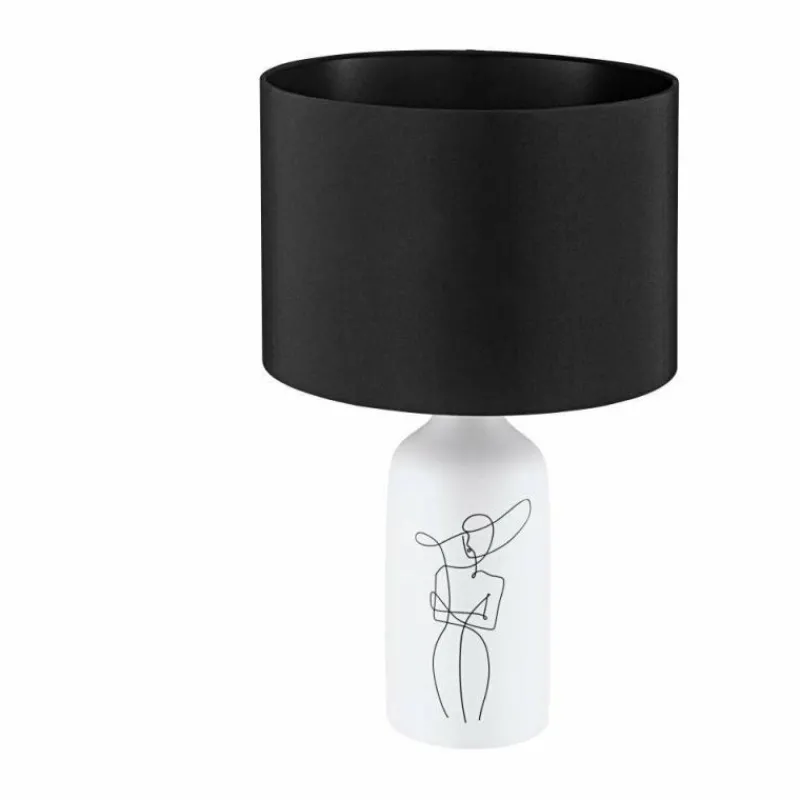 Lampes En Tissu-Luminaires Eglo Lampe de table Eglo VINOZA Blanc, 1 lumière