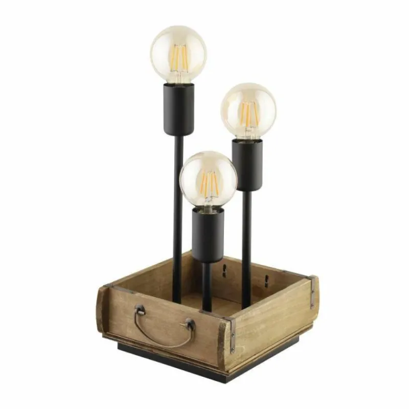Lampes Vintages & Rétros-Luminaires Eglo Lampe de table Eglo-Leuchten WOOTTON Brun, Noir, 3 lumières