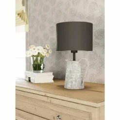 Lampes En Tissu-Luminaires Eglo Lampe de table Eglo-Leuchten KENSAL Gris, Noir, 1 lumière